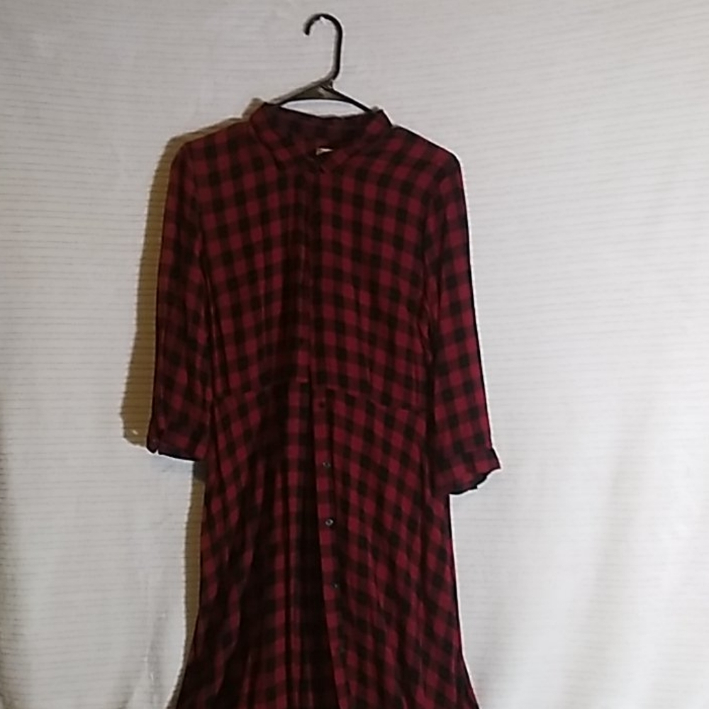 Plaid, collared dress.
